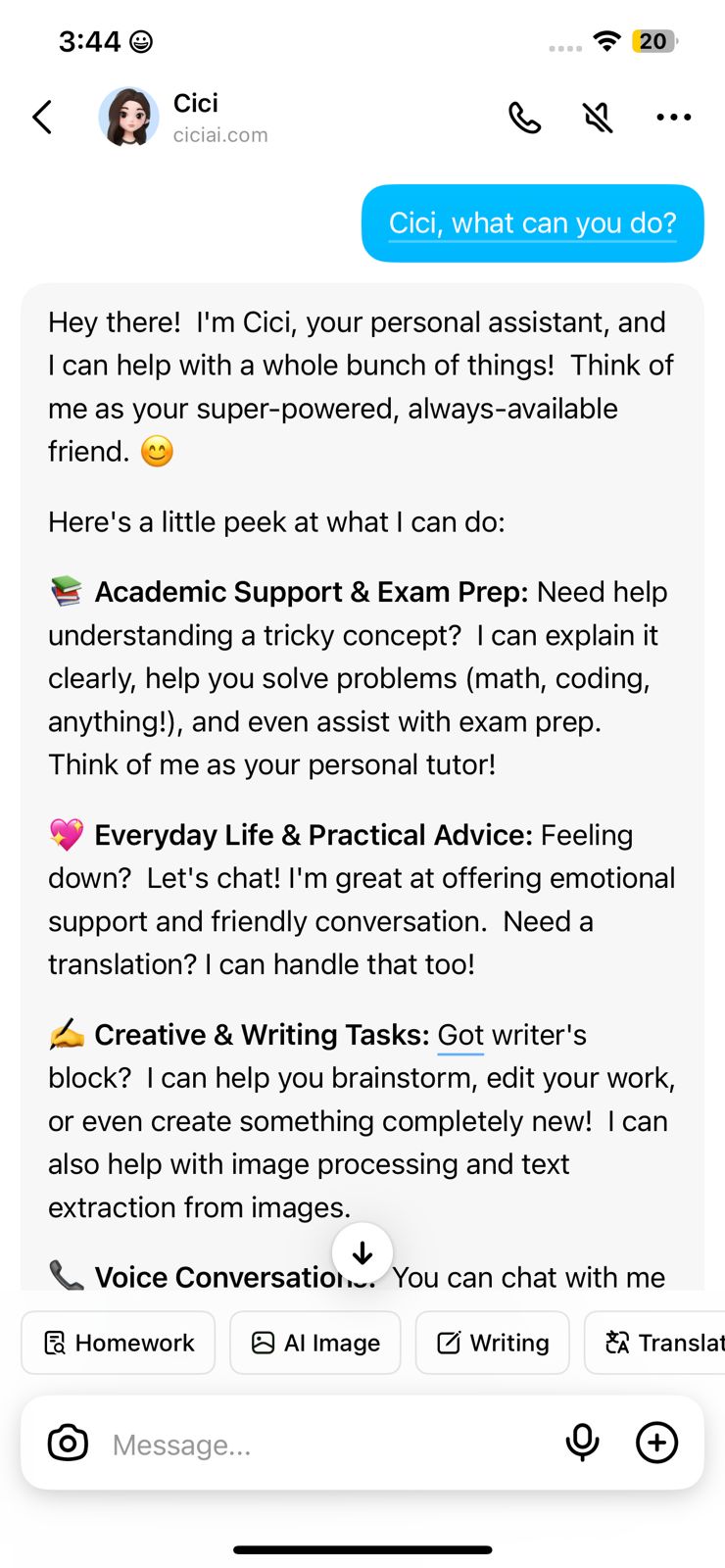 top ai companion app cici