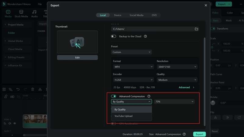 choose by quality or youtube upload