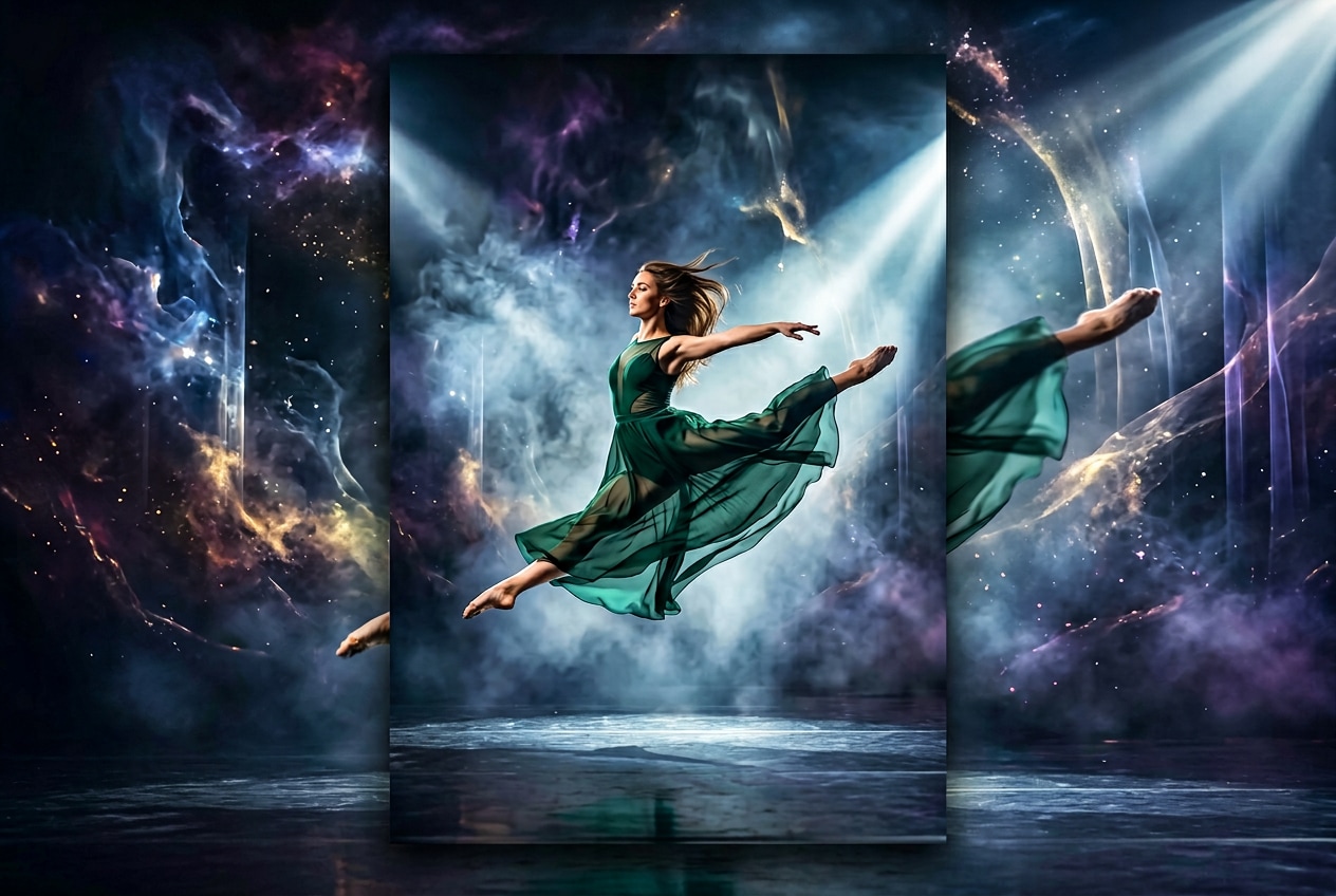 Capture fluid movement with contemporary dance poster AI design