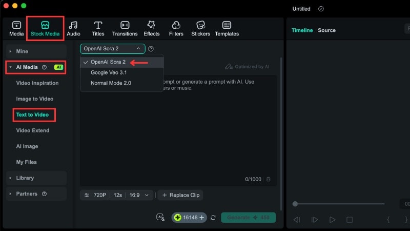 access the text to video feature