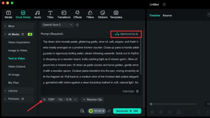 optimized the text prompt with ai