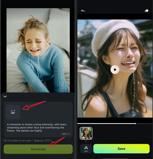 apply ai crying filter to photos