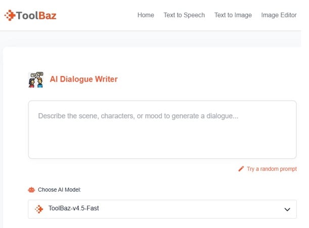 toolbaz ai dialogue generator interface