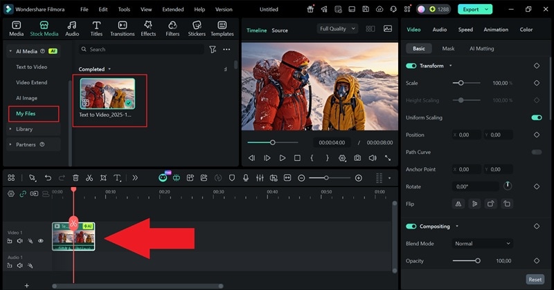 drag the video to the timeline