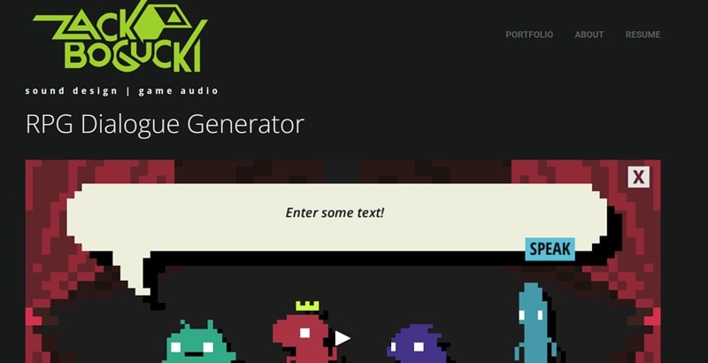 zack bogucki rpg dialogue voice generator