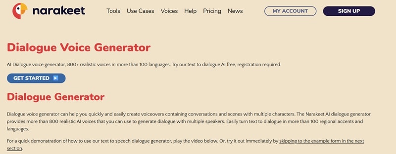 narakeet ai dialogue voice generator