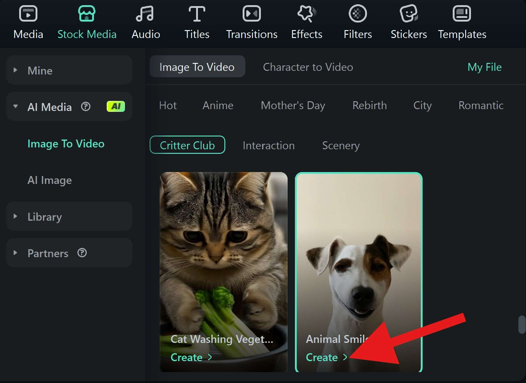 pick image to video template filmora