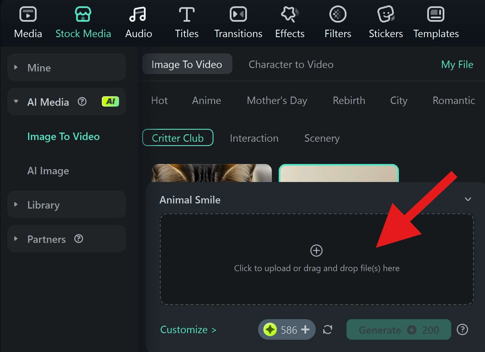 click to upload disney ai snapshot