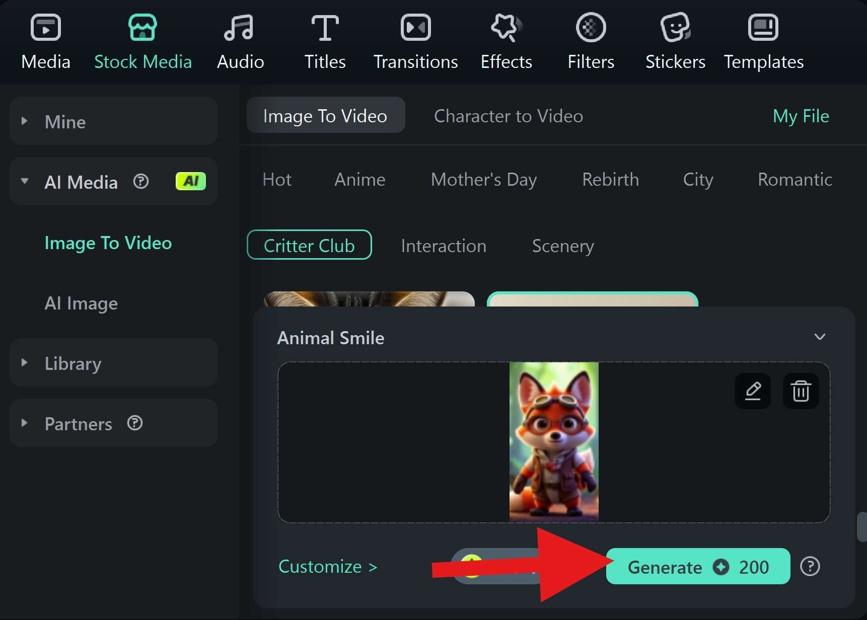 click to generate video from image