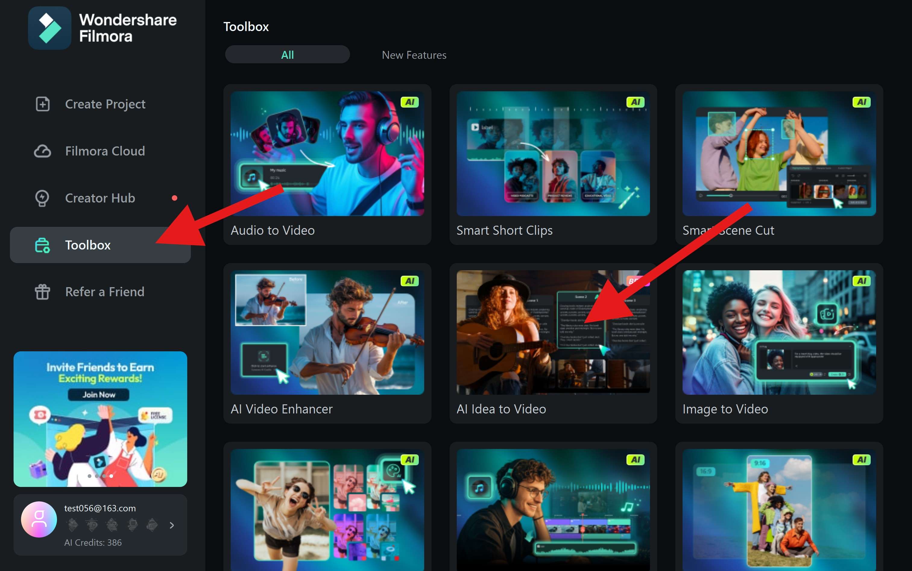 activate ai idea to video filmora