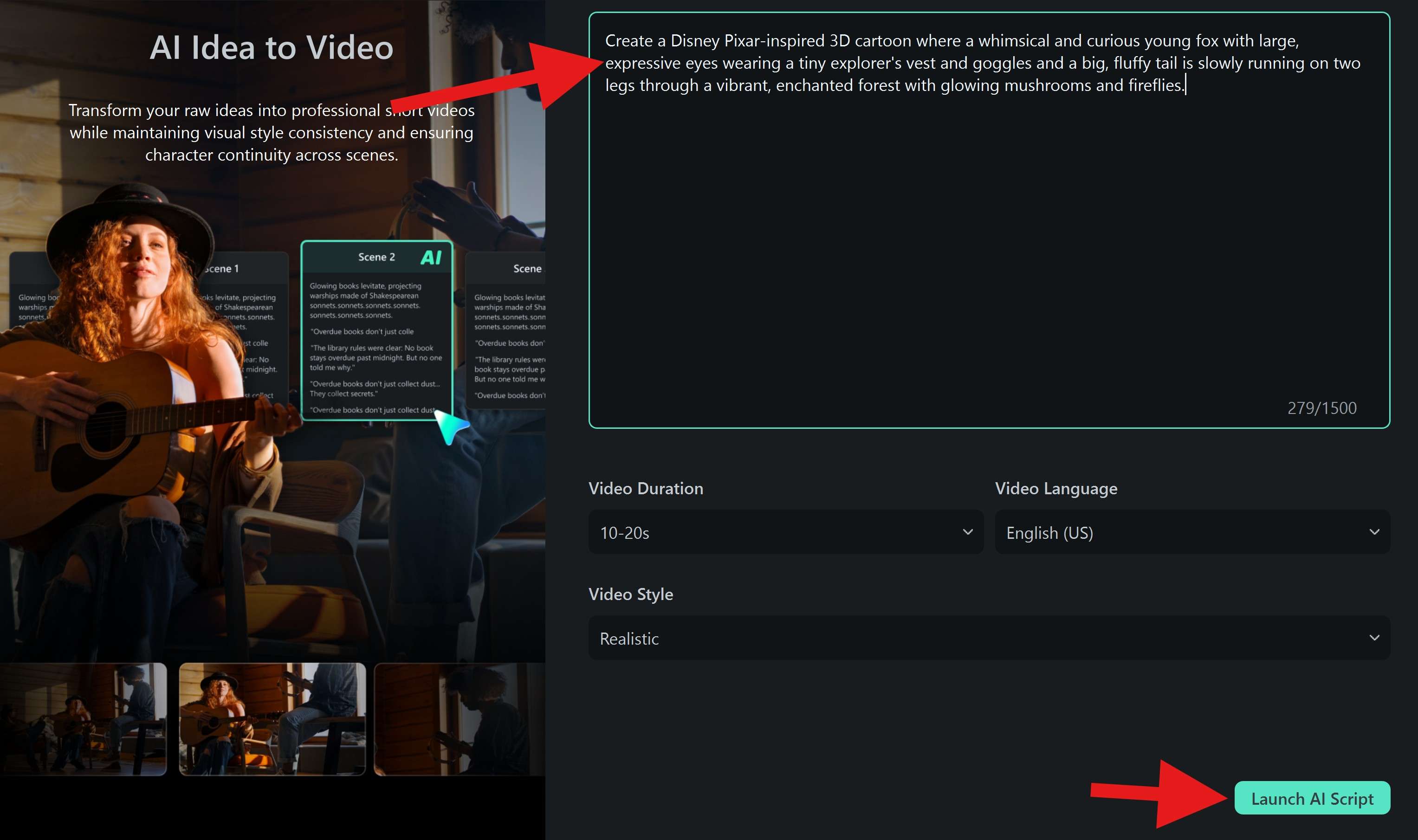 add prompt ai idea to video