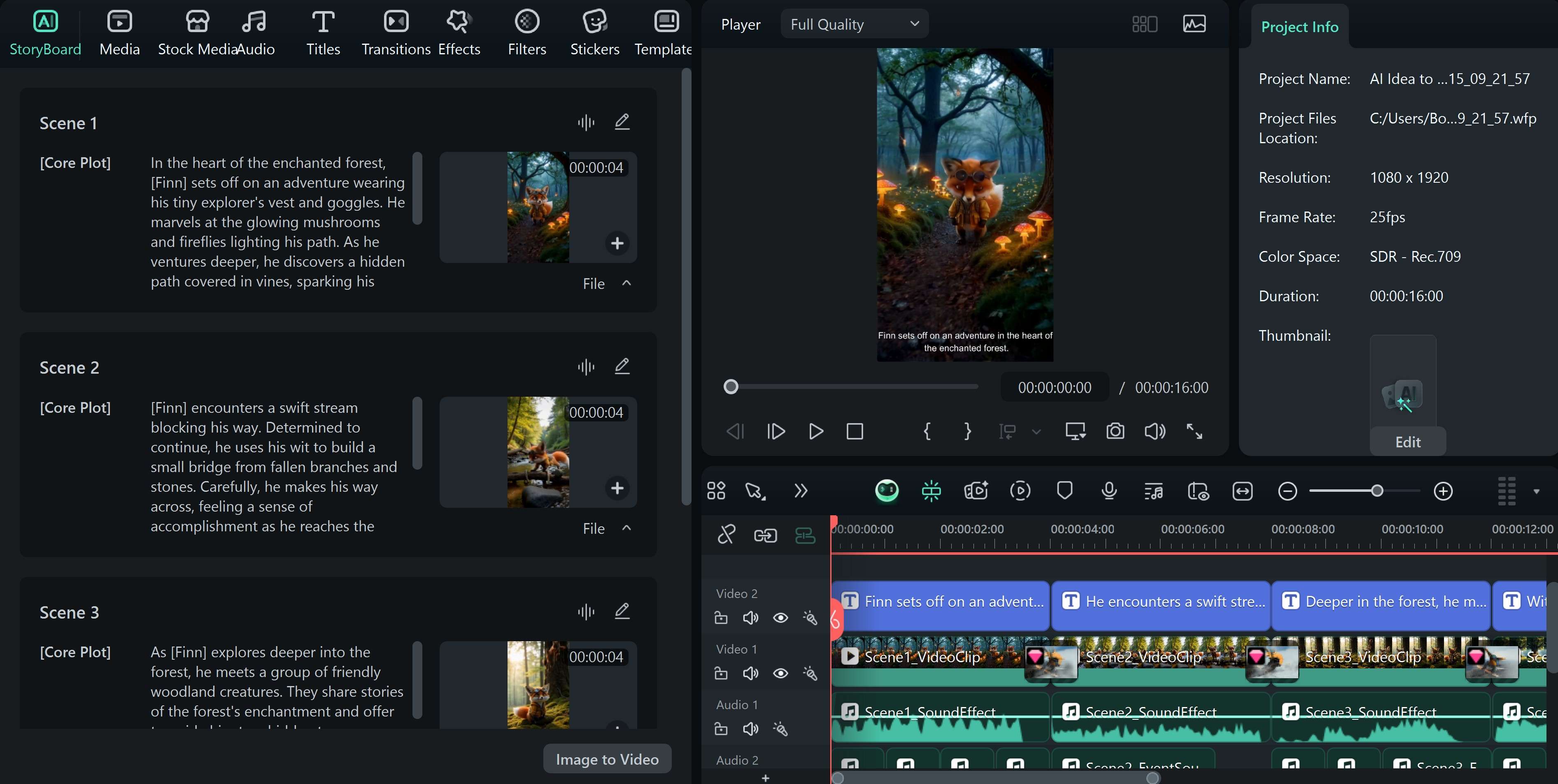 filmora ai idea to video project