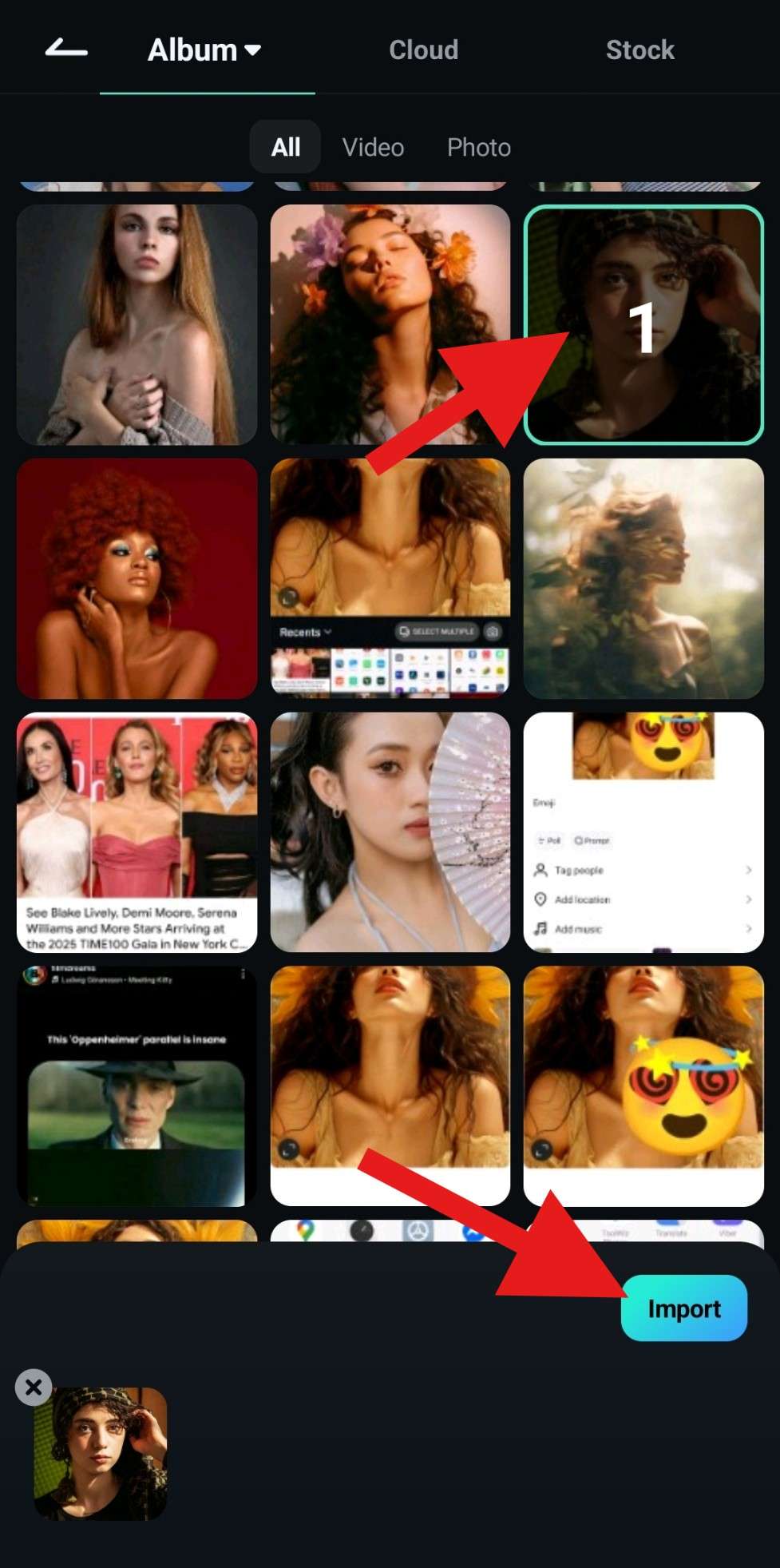 select image and import to filmora
