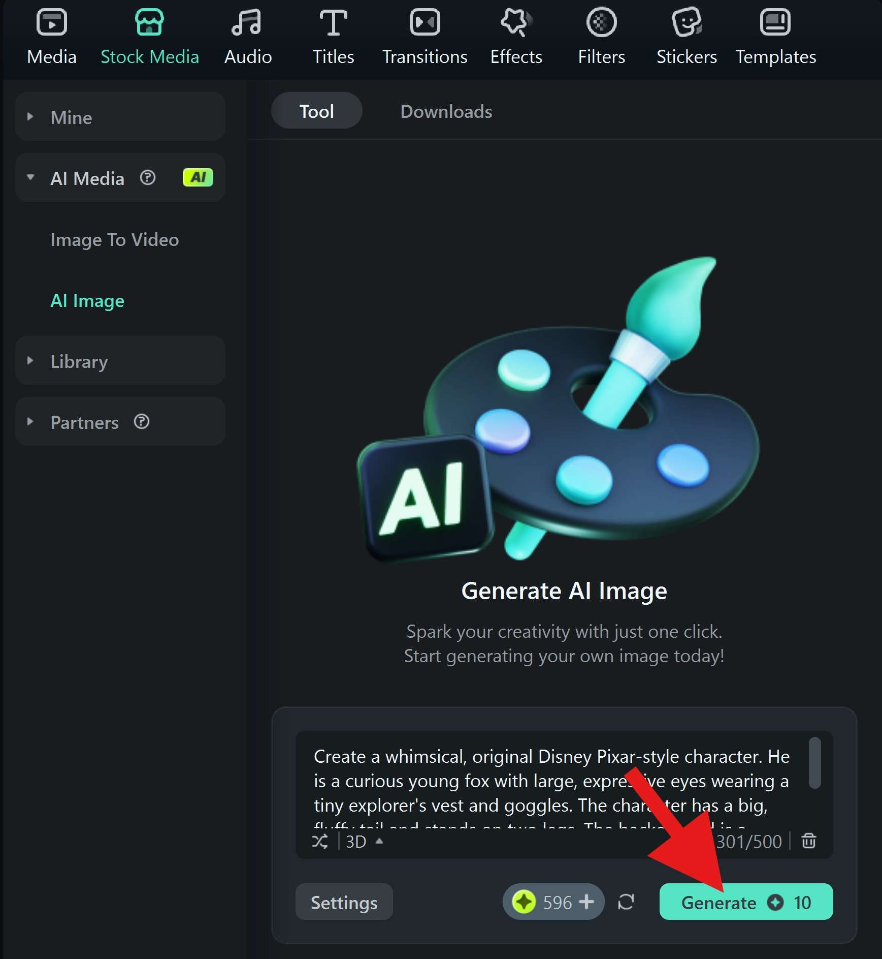 generate ai pixar character ai image