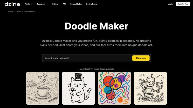 dzine ai doodle generator from text