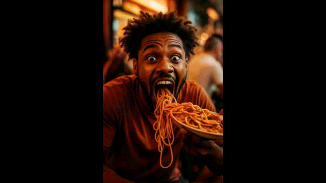 man eating