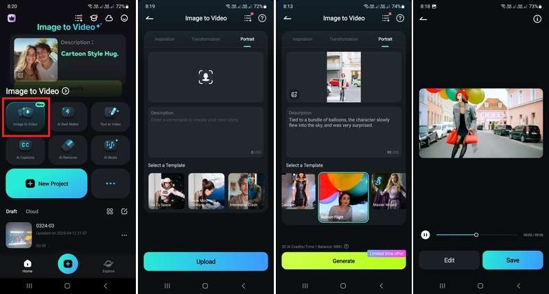 create ai flying video on filmora mobile