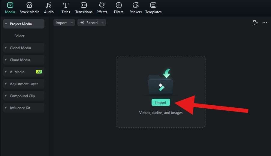 import media files to project filmora
