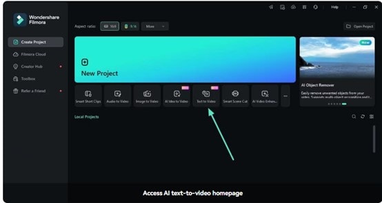 filmora text to video interface