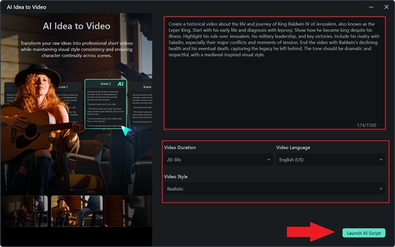 input prompt and launch ai script