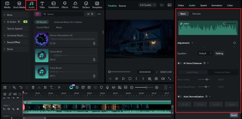 access filmora horror sound library