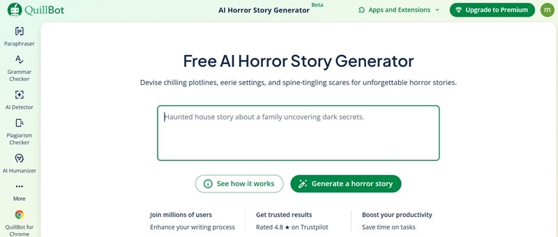 quillbot ai horror story generator
