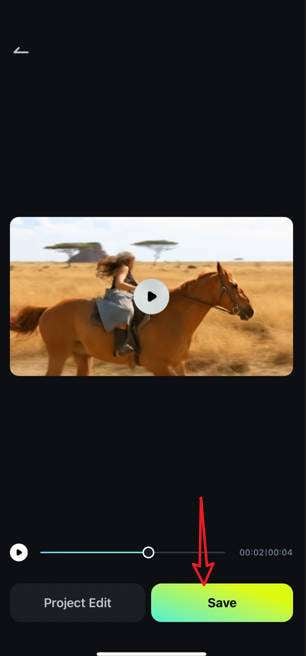 preview and save the ai horse riding video