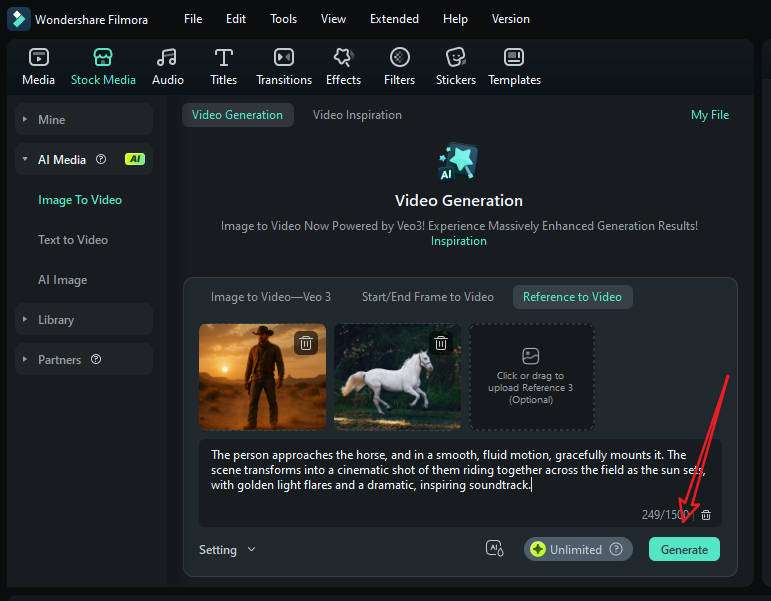 upload picture and add prompts to make ai riding videos