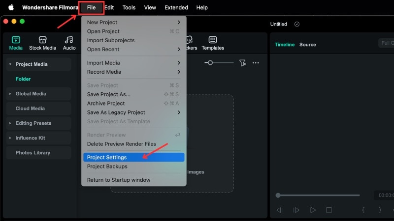 go to the project settings