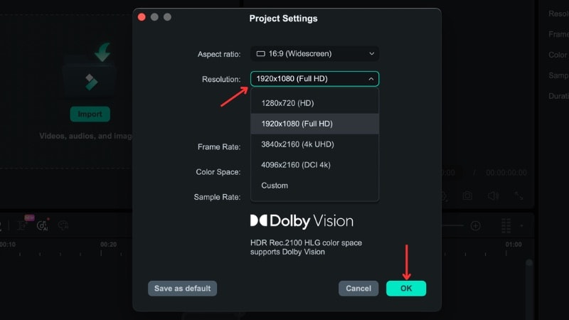 set the resolutions you want