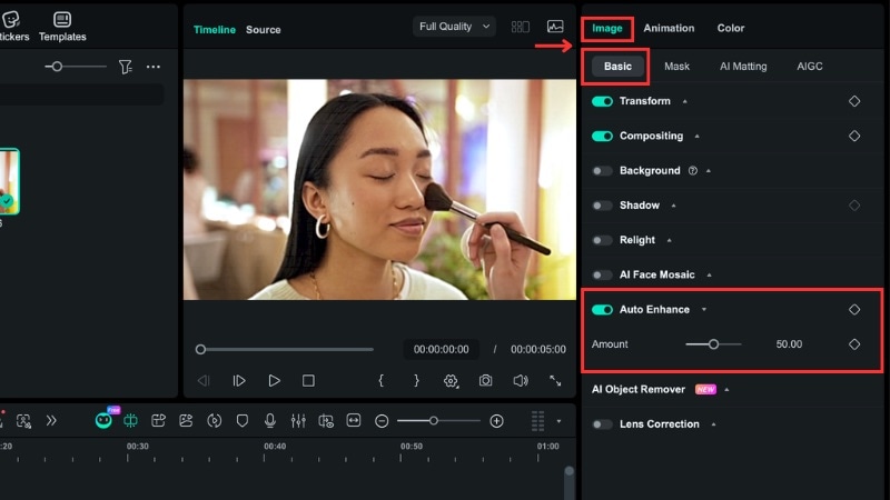 enhance an image in filmora