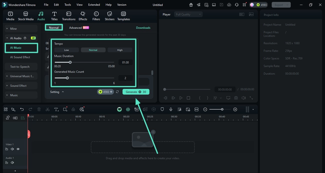 select filmora ai music