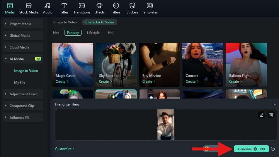 generate ai image to video filmora