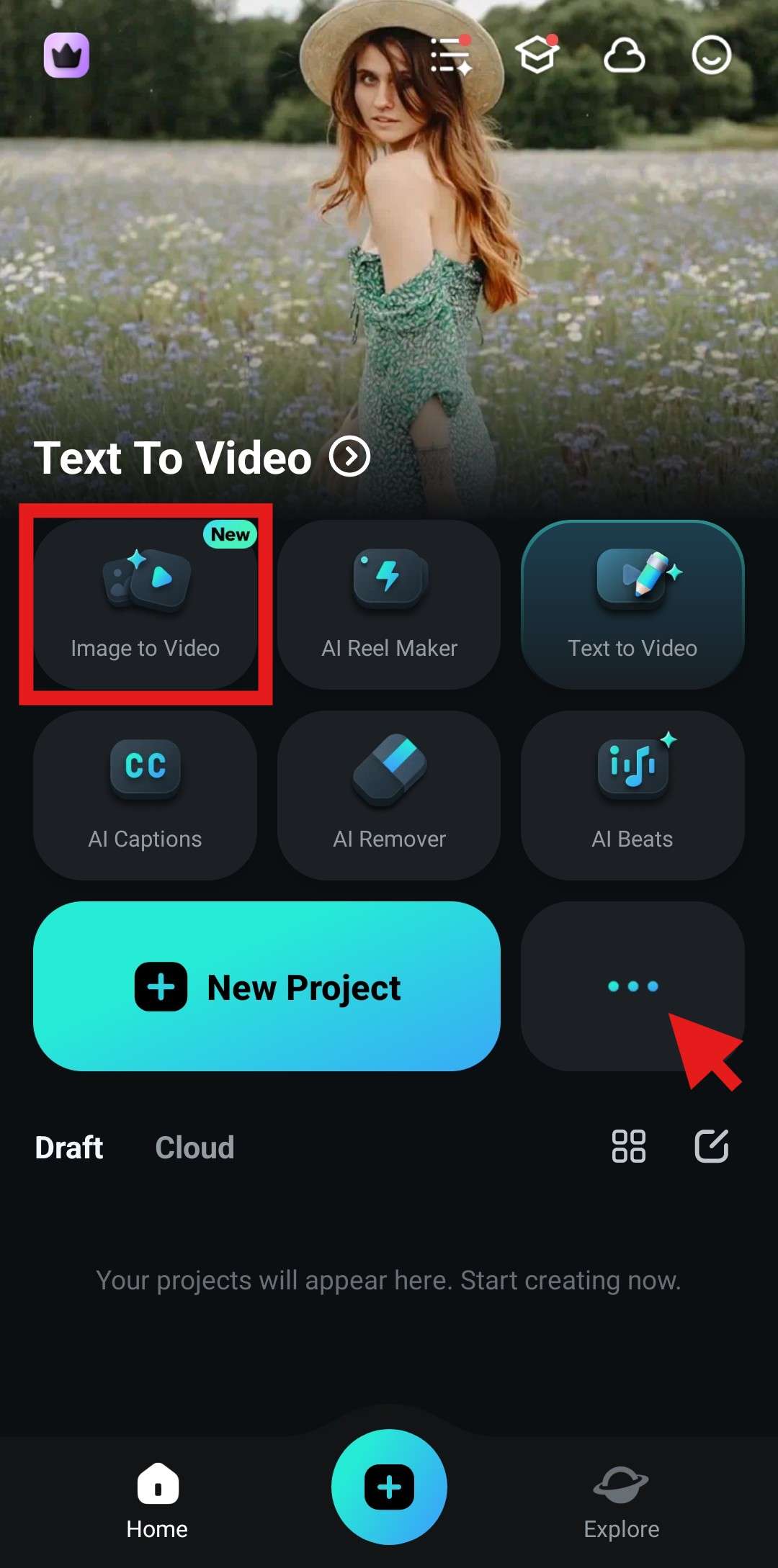 activate image to video feature filmora