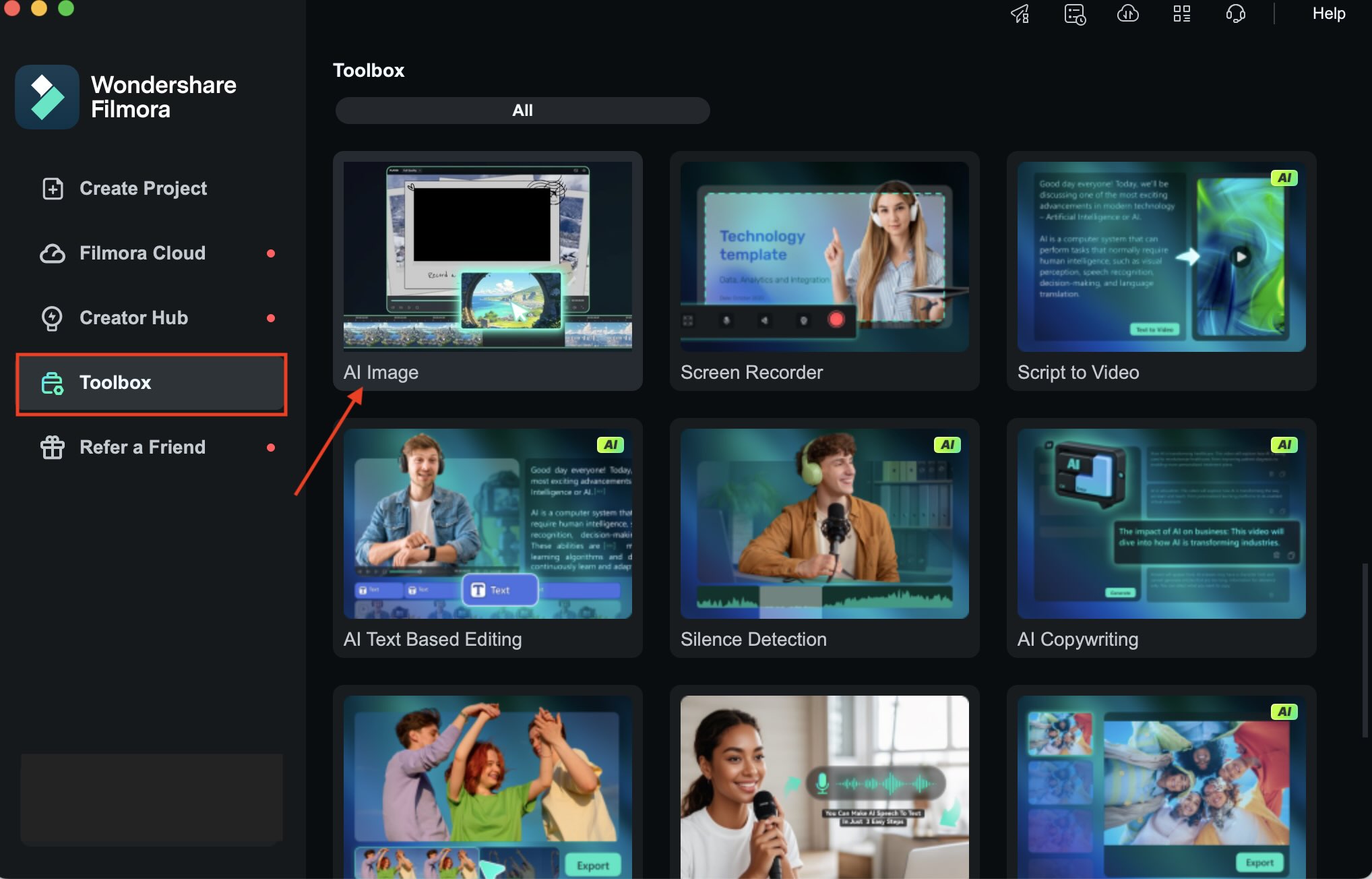 select filmora ai image