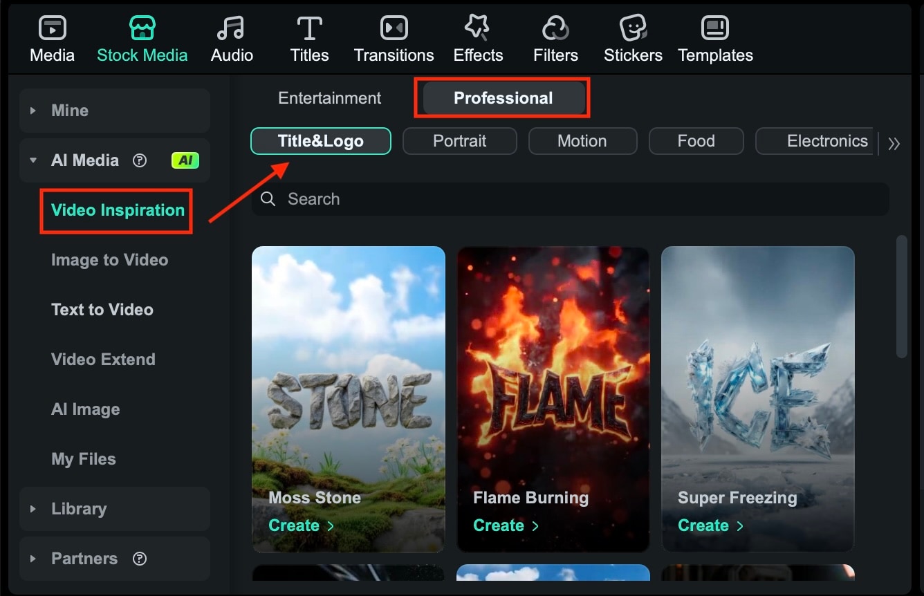 select title&logo in video inspiration