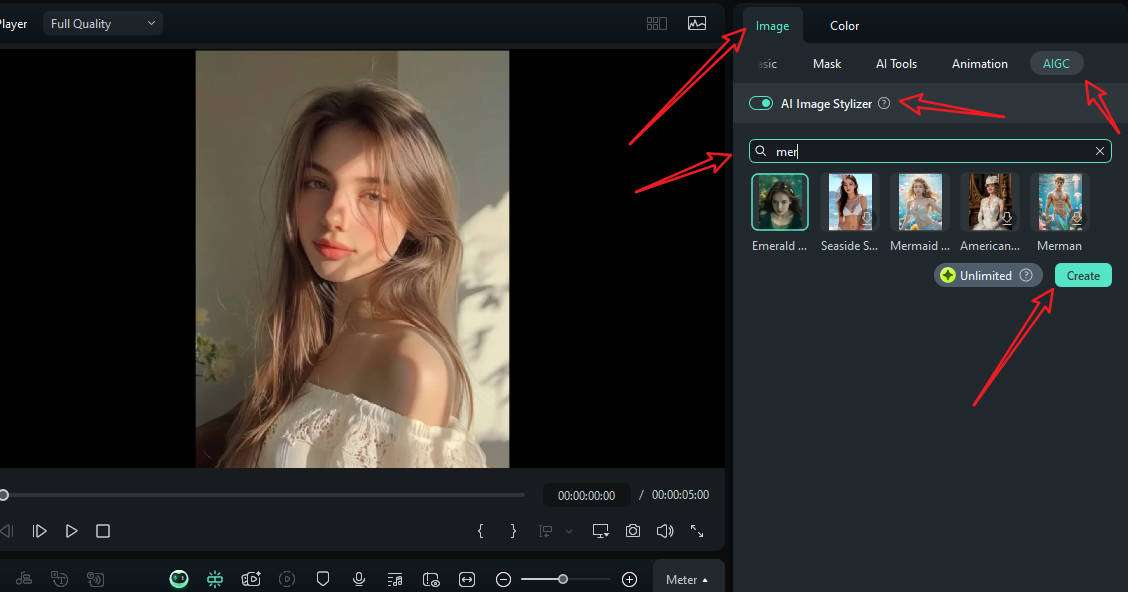 apply ai mermaid filter to photo on pc