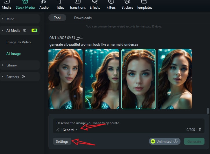 choose image ratio and style