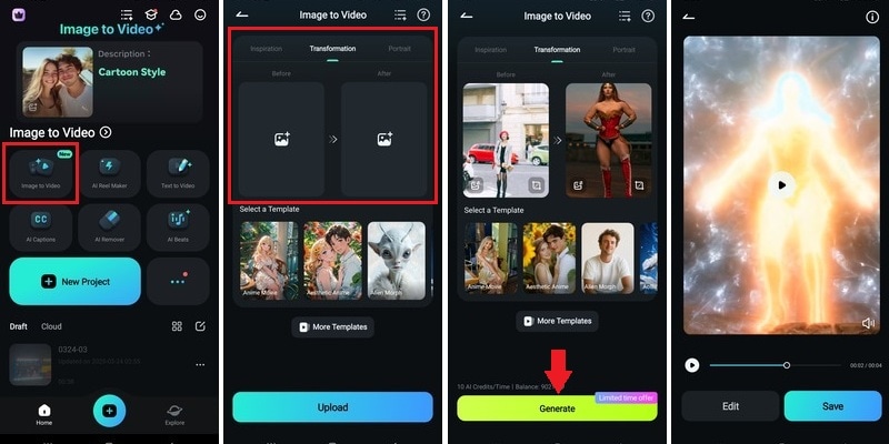 create morph animations with filmora mobile
