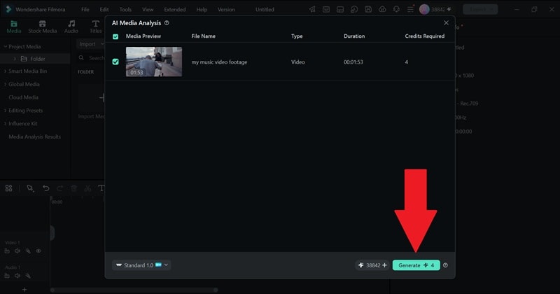 Generar el análisis de medios en Filmora