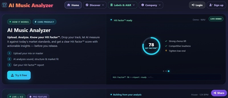 Informe de AI Music Analyzer con Hit Factor