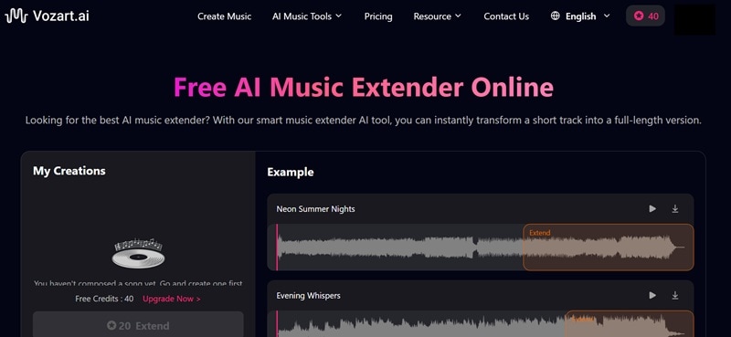 vozart ai top ai music extender