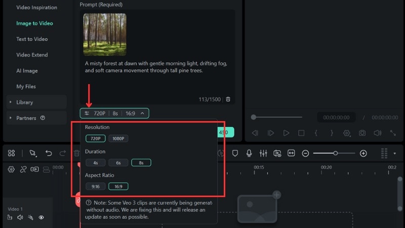 open settings to adjust the video
