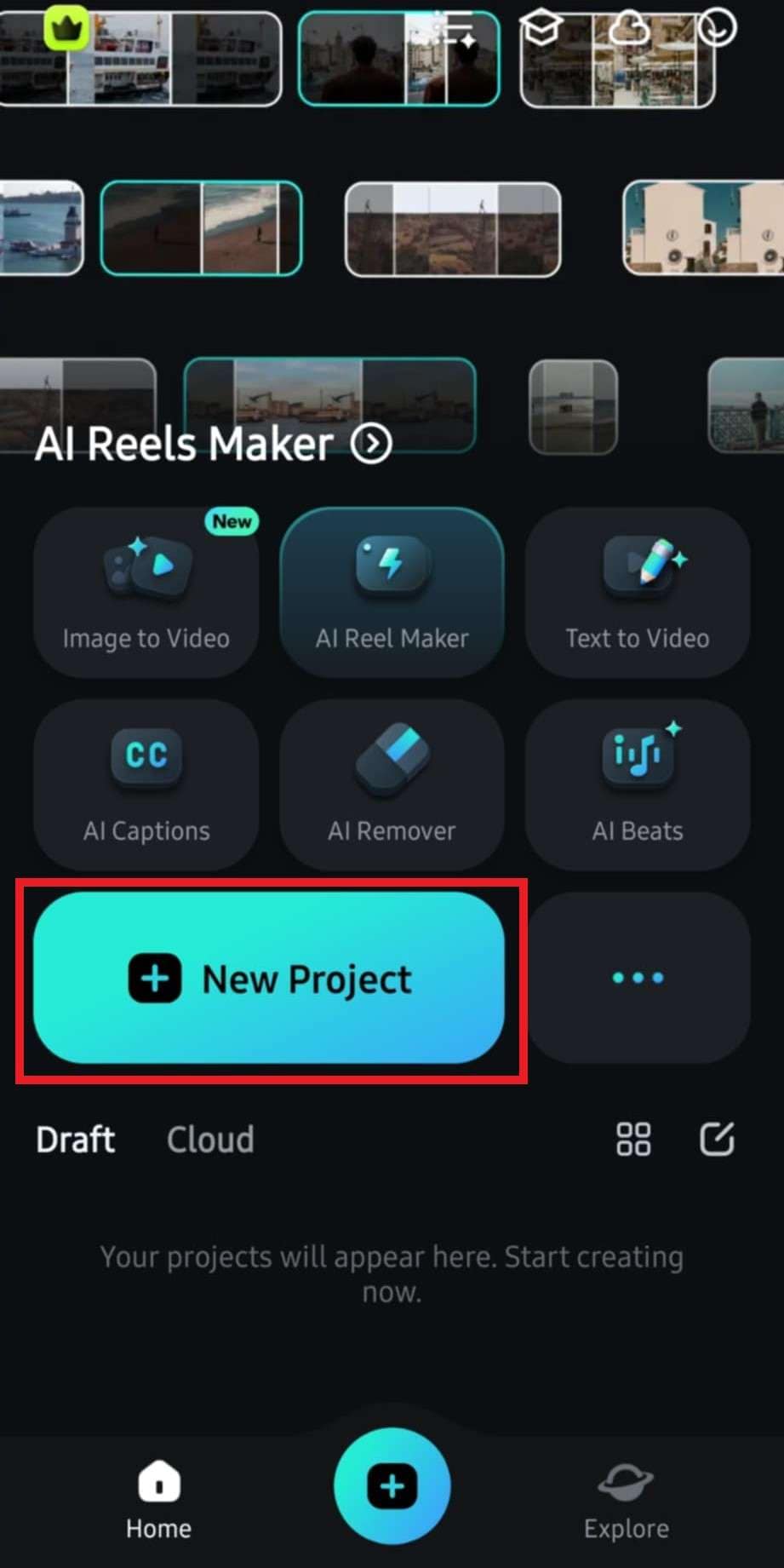 select new project 