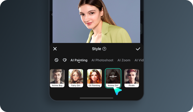 apply ai photo filter on filmora app