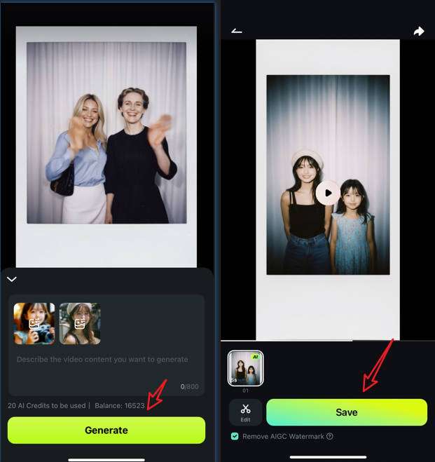 make ai polaroid video with pictures