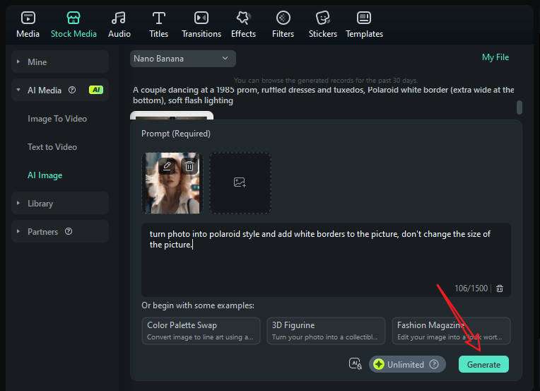 add prompts to turn photos into polaroid style