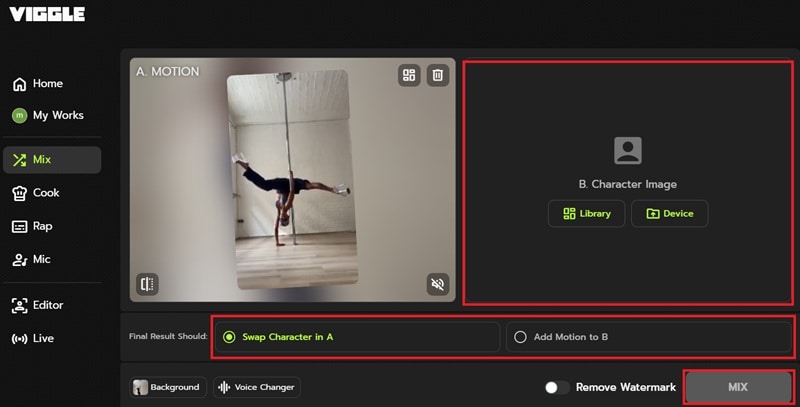 upload photo and apply motion