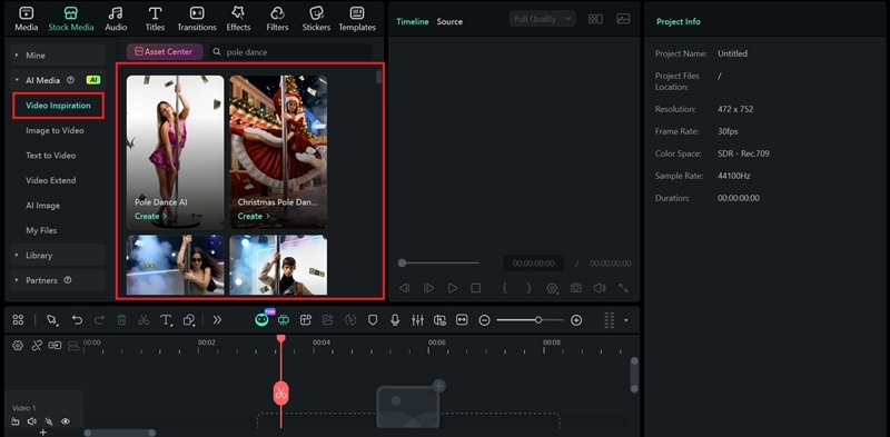 access ai pole dance in filmora