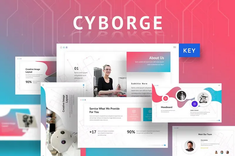 светло-голубой шаблон презентации Cyborge AI